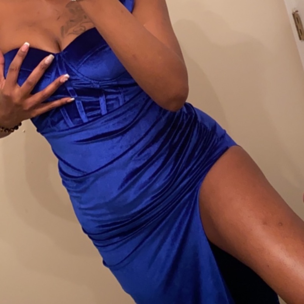 Royal Blue Soft Dress with high Split